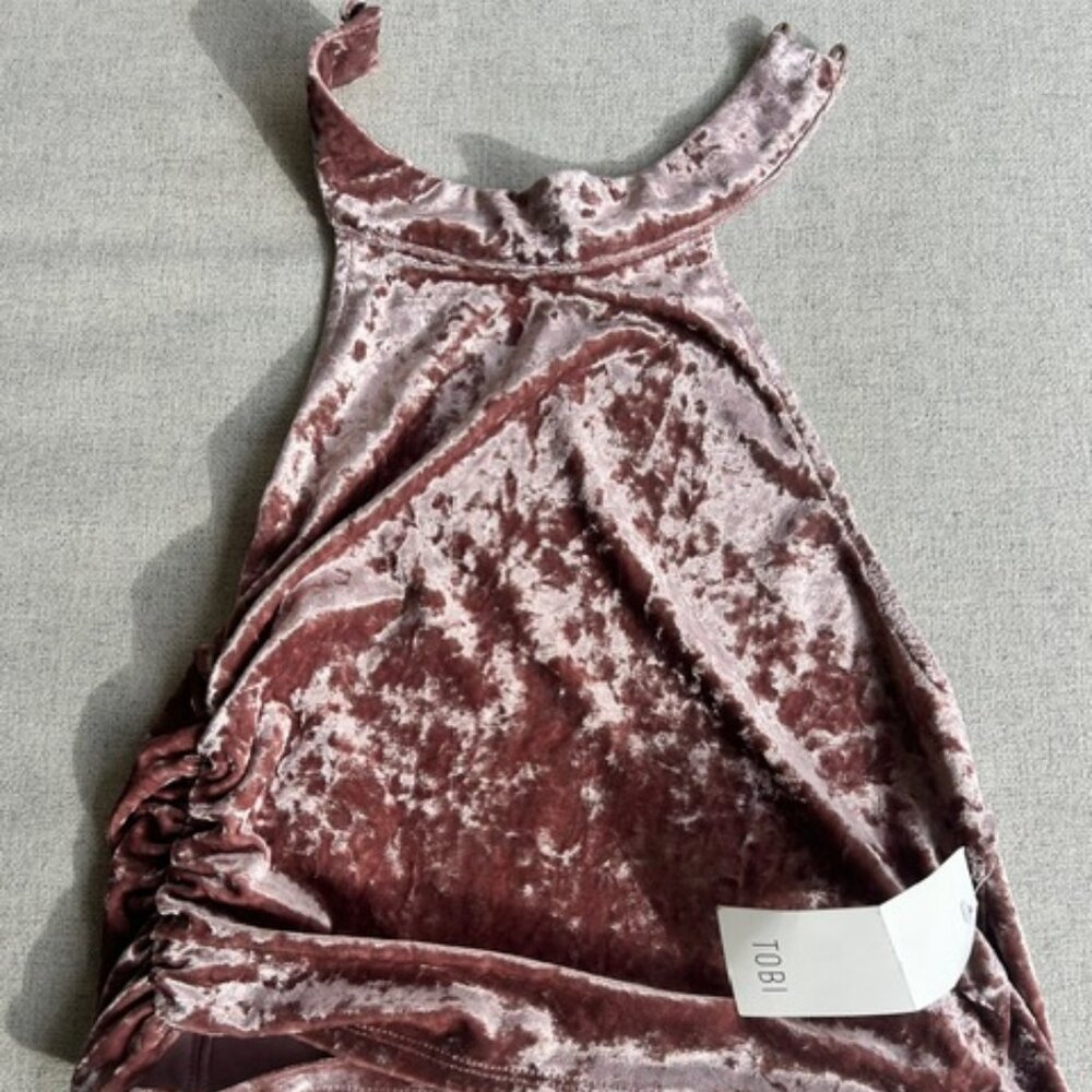 Tobi Light Pink Velvet Halter Top- Size Large